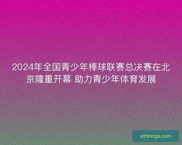 2024年全国青少年棒球联赛总决赛在北京隆重开幕 助力青少年体育发展