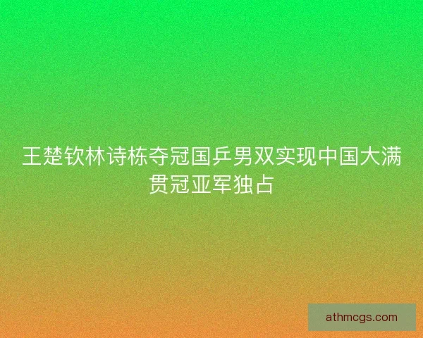 王楚钦林诗栋夺冠国乒男双实现中国大满贯冠亚军独占 王楚钦林诗栋夺冠国乒男双实现中国大满贯冠亚军独占